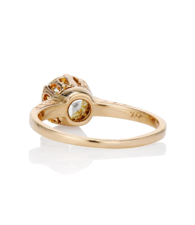 Victorian 1.14 Carat Old European Cut Diamond Yellow Gold Solitaire Ring