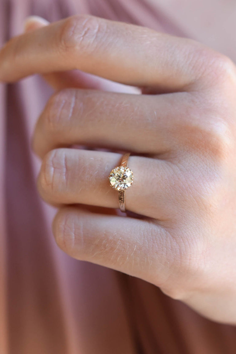 Victorian 1.14 Carat Old European Cut Diamond Yellow Gold Solitaire Vintage Engagement Ring