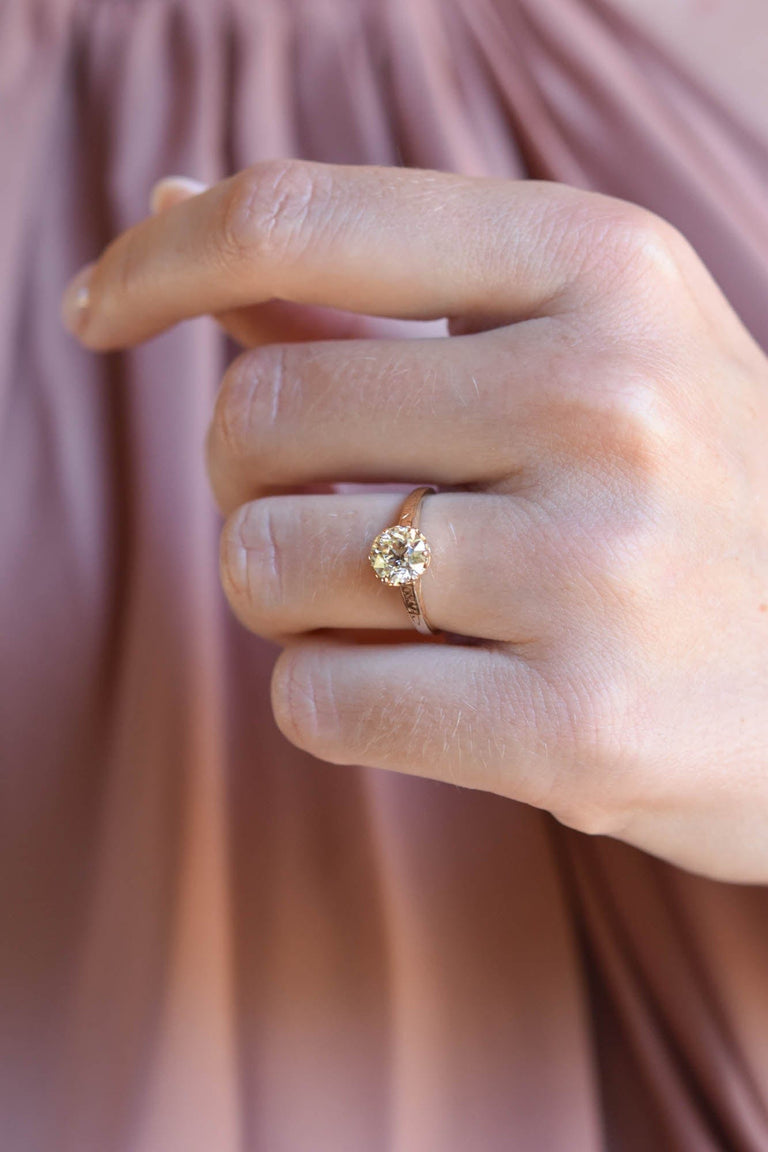 Victorian 1.14 Carat Old European Cut Diamond Yellow Gold Solitaire Vintage Engagement Ring