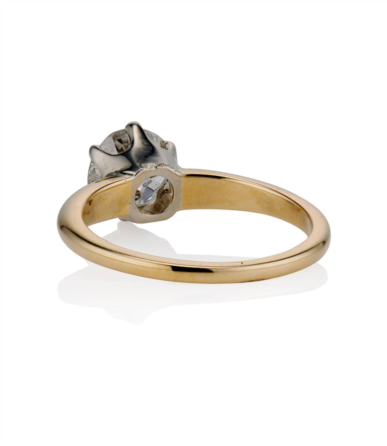 Victorian 1.29 Carat Old European Cut Diamond Yellow Gold Solitaire Ring