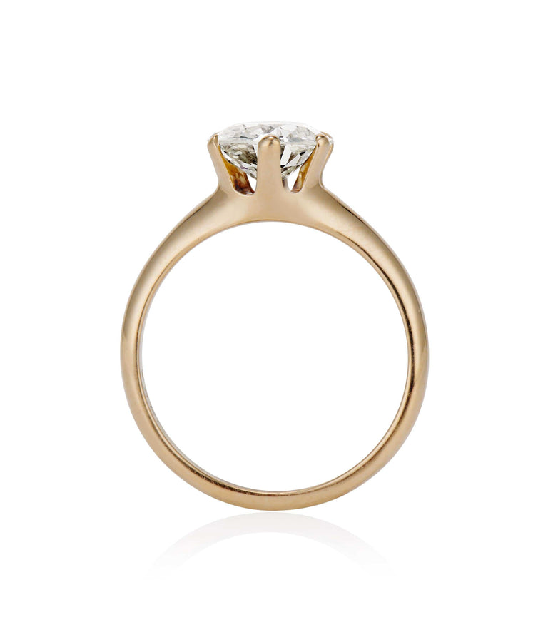 Victorian 1.55 Carat Old European Cut Diamond Yellow Gold Solitaire Vintage Ring