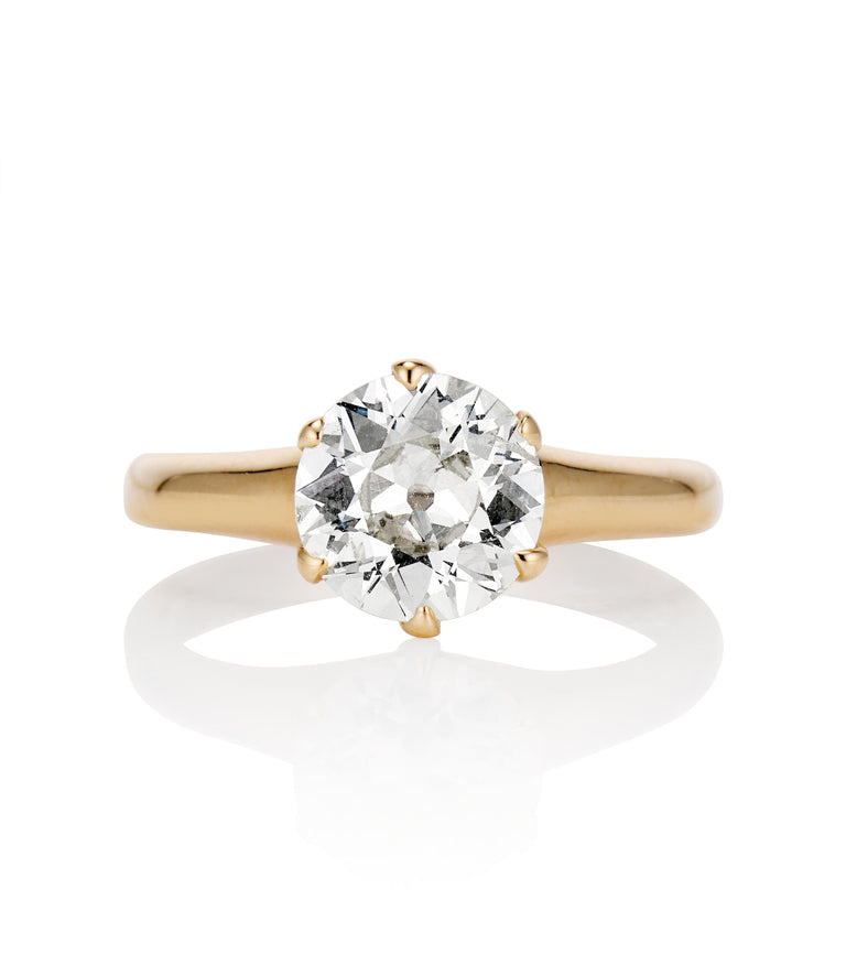 Victorian 1.55 Carat Old European Cut Diamond Yellow Gold Solitaire Vintage Ring