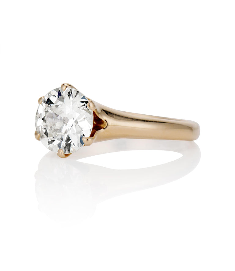 Victorian 1.55 Carat Old European Cut Diamond Yellow Gold Solitaire Vintage Ring