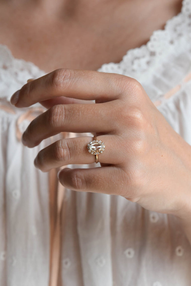 Victorian 1 Carat Rose Cut Diamond Yellow Gold Antique Cluster Engagement Ring