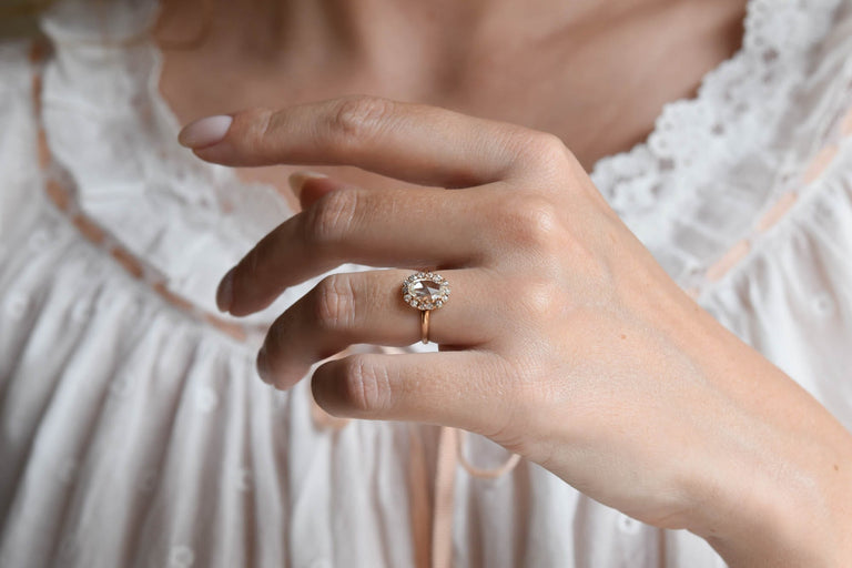 Victorian 1 Carat Rose Cut Diamond Yellow Gold Antique Cluster Engagement Ring