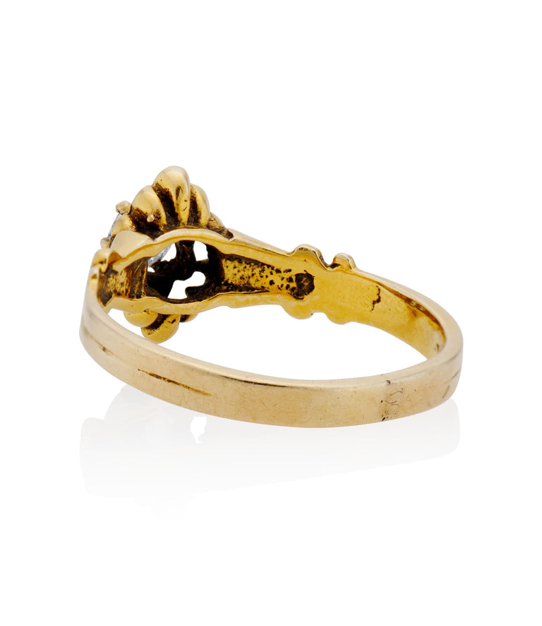 Victorian .23 Carat Round Cut Diamond Yellow Gold Antique Engagement Ring