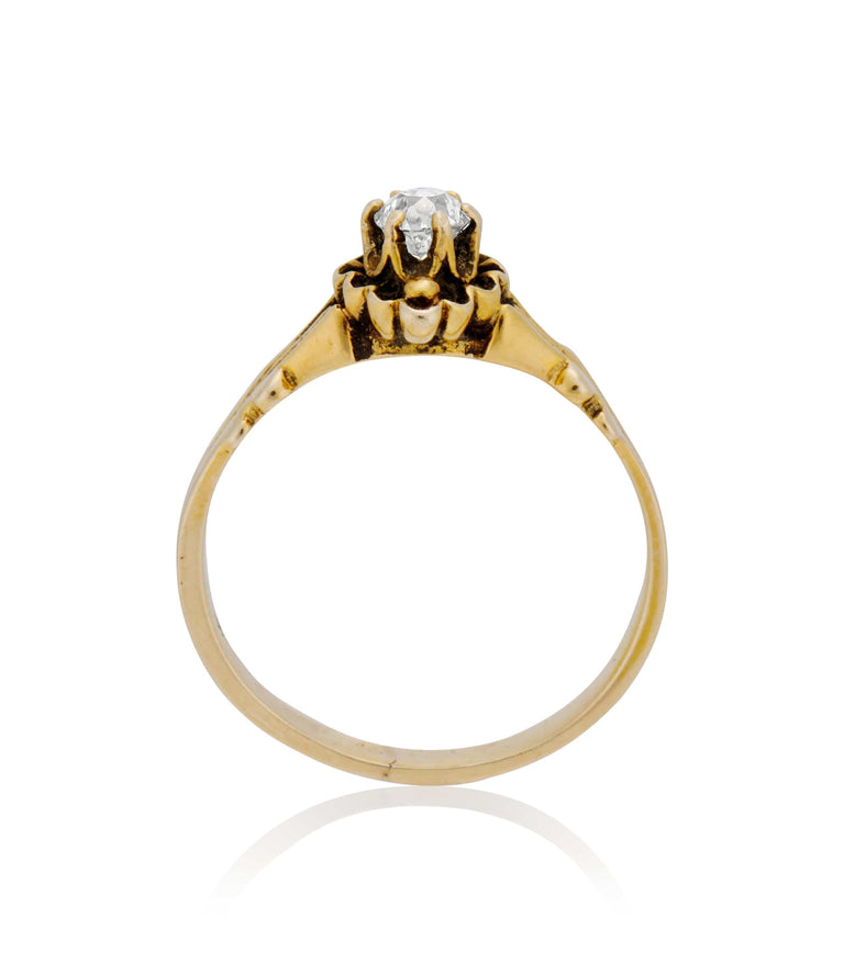 Victorian .23 Carat Round Cut Diamond Yellow Gold Antique Engagement Ring