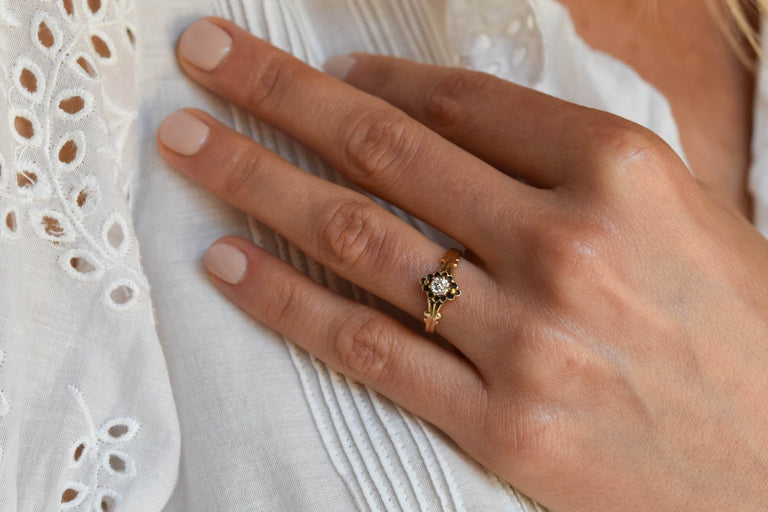 Victorian .23 Carat Round Cut Diamond Yellow Gold Antique Engagement Ring