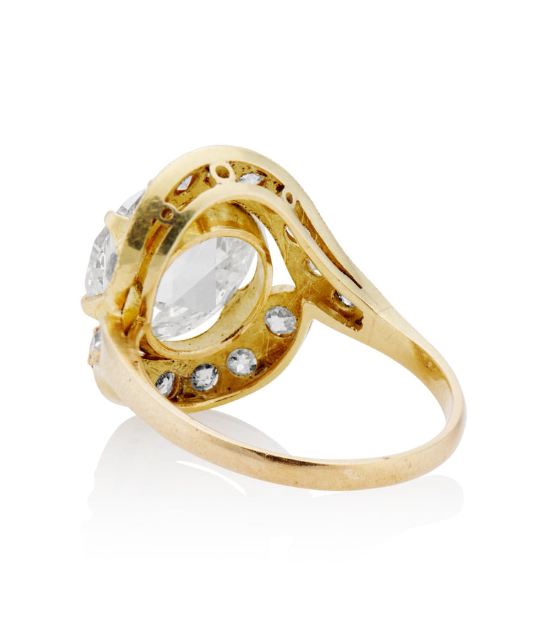 Victorian 3.68 carat Round Cut Diamond Yellow Gold Antique Engagement Ring