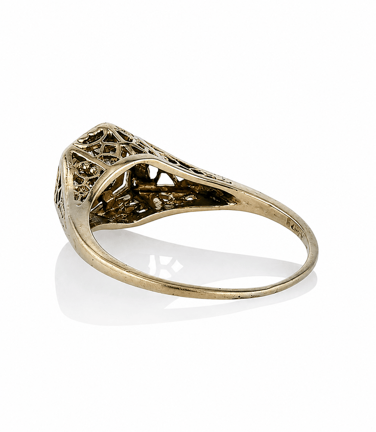 Victorian .36 Carat Old European Cut Diamond Two Tone Antique Engagement Ring