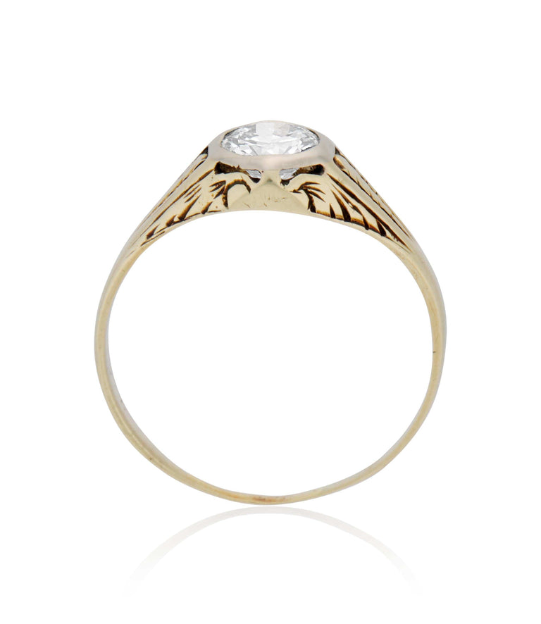 Victorian .43 Carat Old Euro Cut Diamond Yellow Gold Antique Engagement Ring