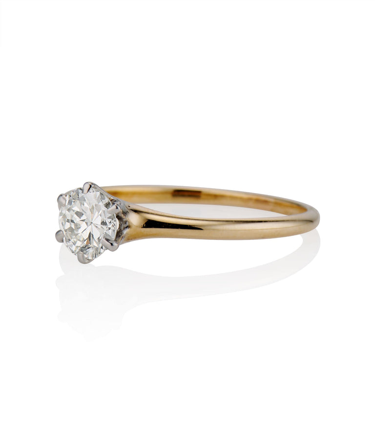 Victorian .45 carat Circular Brilliant Cut Diamond Yellow Gold Solitaire Ring