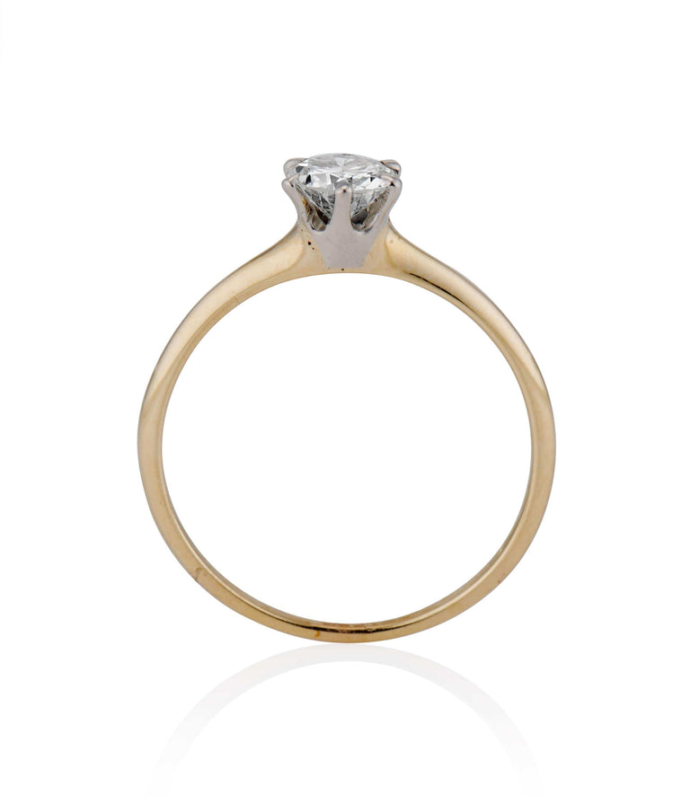 Victorian .45 carat Circular Brilliant Cut Diamond Yellow Gold Solitaire Ring