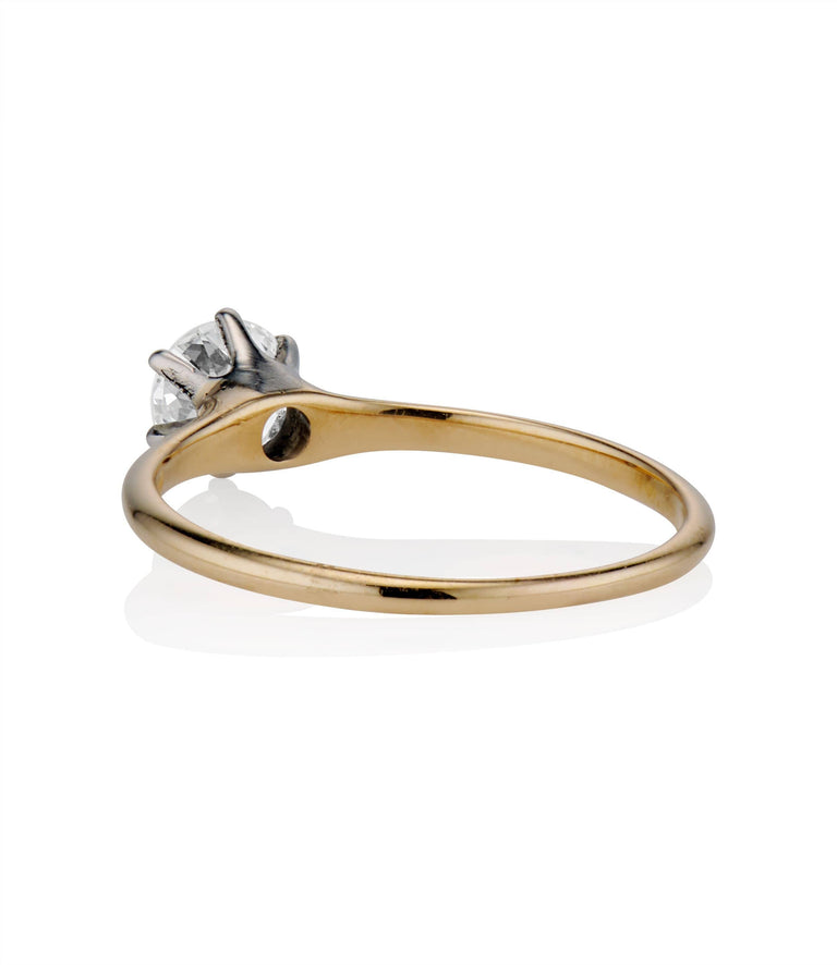 Victorian .45 carat Circular Brilliant Cut Diamond Yellow Gold Solitaire Ring