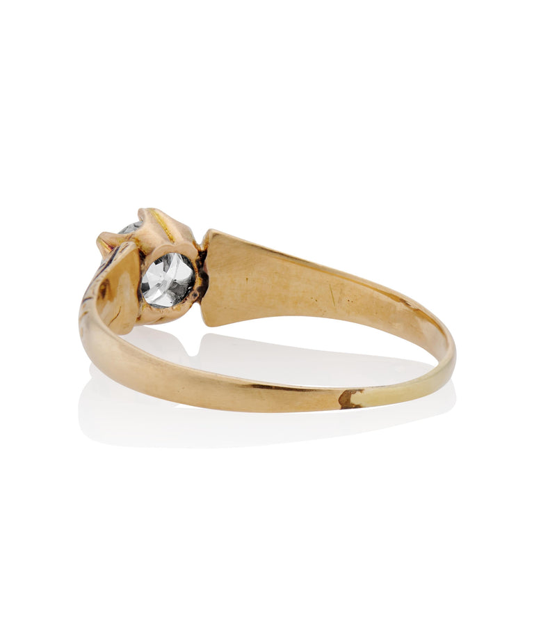 Victorian .48 Carat Old European Cut Diamond Yellow Gold Antique Engagement Ring