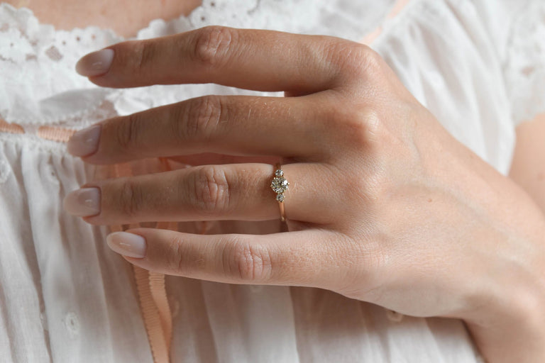 Victorian .50 Carat Old European Cut Diamond Three Stone Antique Engagement Ring