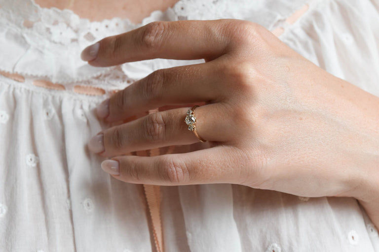 Victorian .50 Carat Old European Cut Diamond Three Stone Antique Engagement Ring