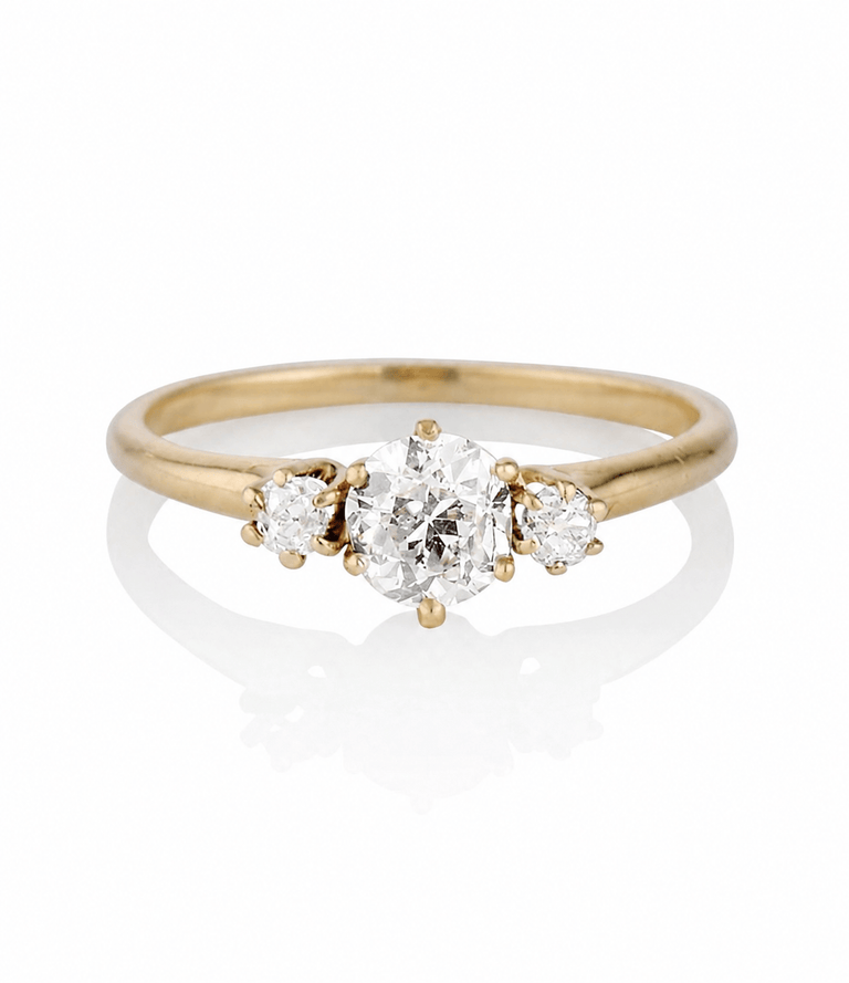 Victorian .50 Carat Old European Cut Diamond Three Stone Antique Engagement Ring