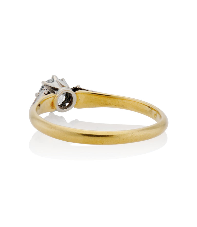 Victorian .55 Carat Circular Cut Diamond Yellow Gold Antique Engagement Ring