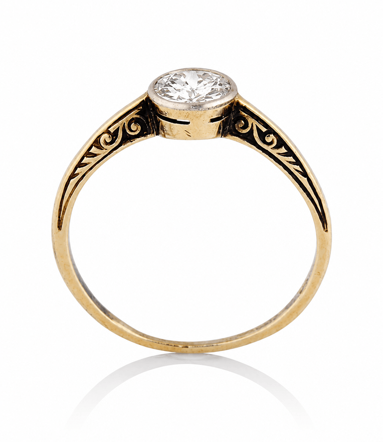 Victorian .57 Carat Old European Cut Diamond Antique Solitaire Engagement Ring