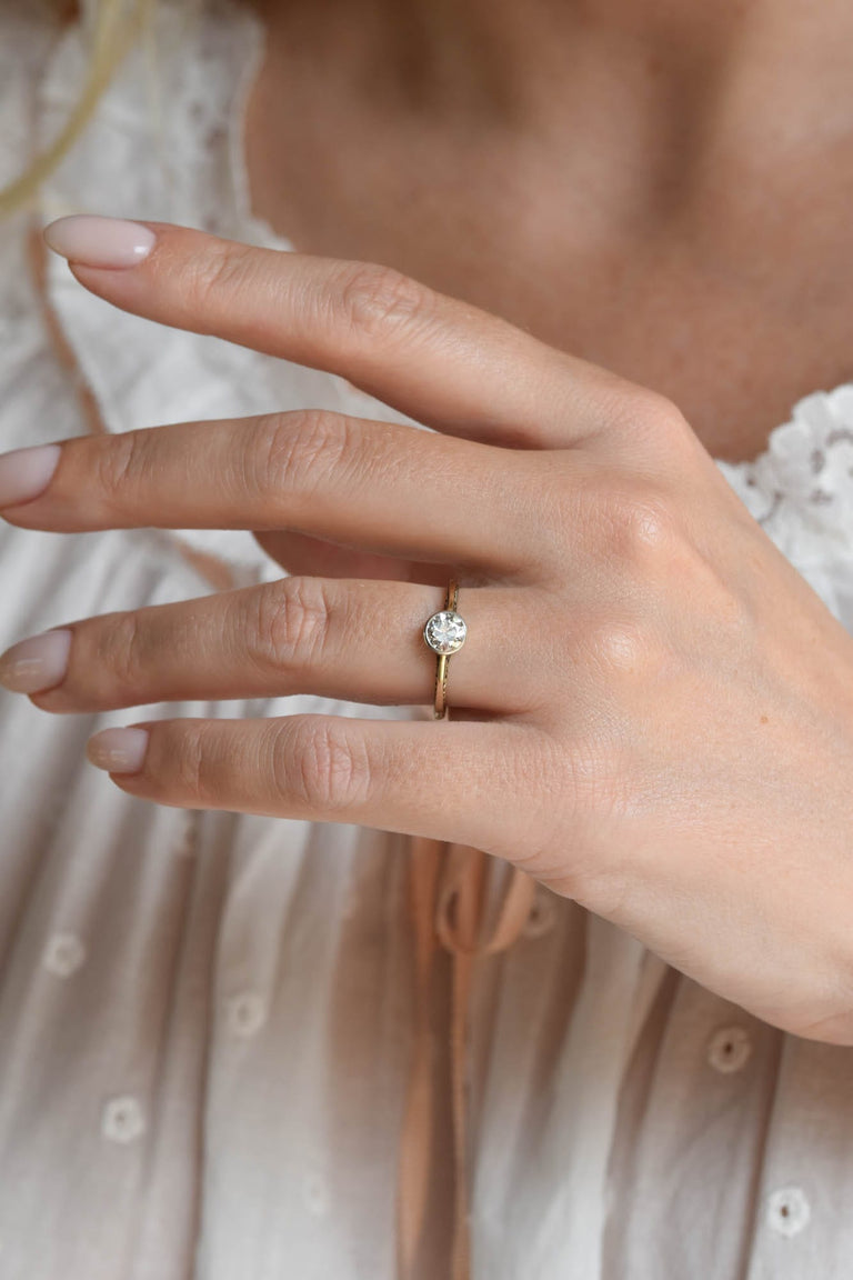 Victorian .57 Carat Old European Cut Diamond Antique Solitaire Engagement Ring