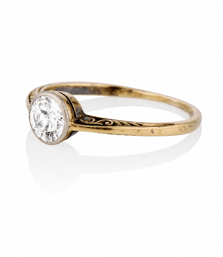 Victorian .57 Carat Old European Cut Diamond Antique Solitaire Engagement Ring