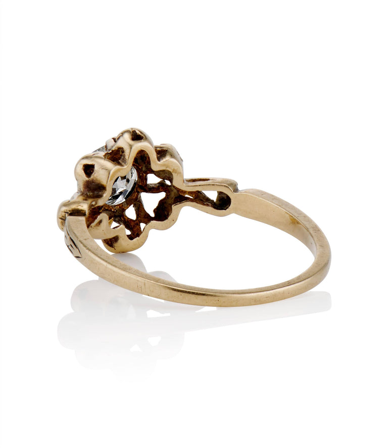 Victorian .60 Carat Old European Cut Diamond Yellow Gold Vintage Engagement Ring