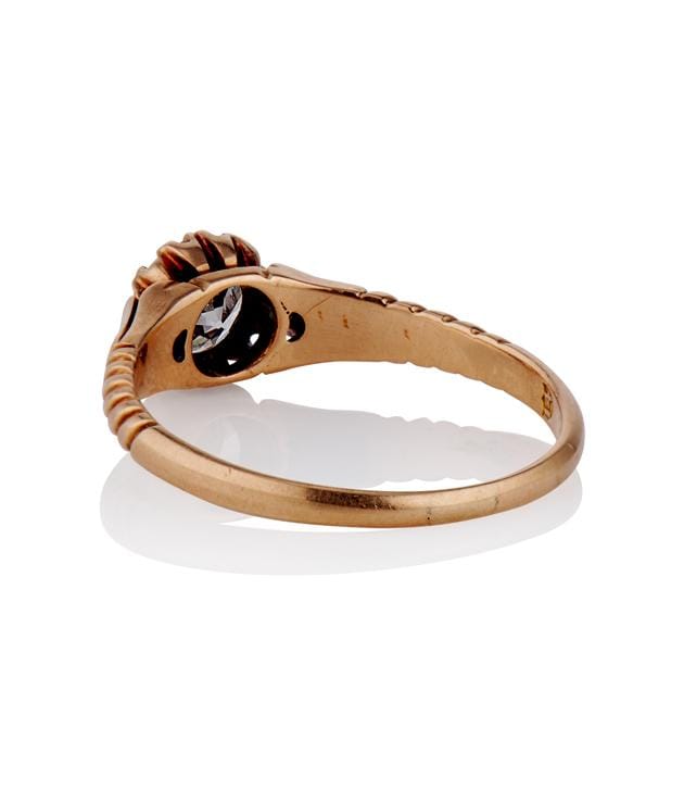 Victorian .61 Carat Old European Cut Diamond Rose Gold Antique Engagement Ring