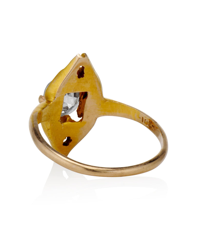 Victorian .66 carat Old European Cut Diamond Yellow Gold Vintage Engagement Ring