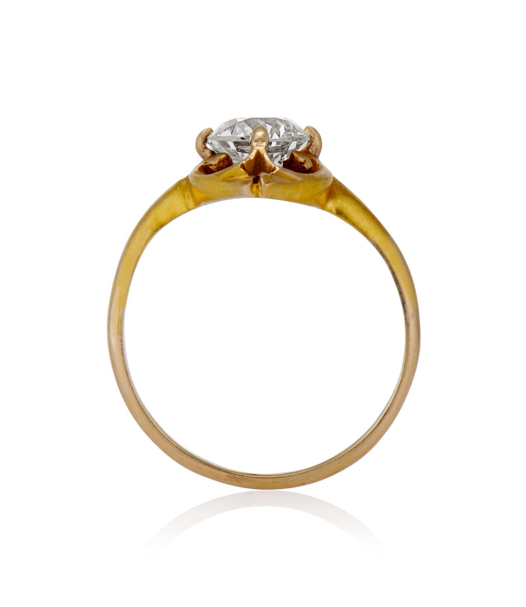 Victorian .66 carat Old European Cut Diamond Yellow Gold Vintage Engagement Ring
