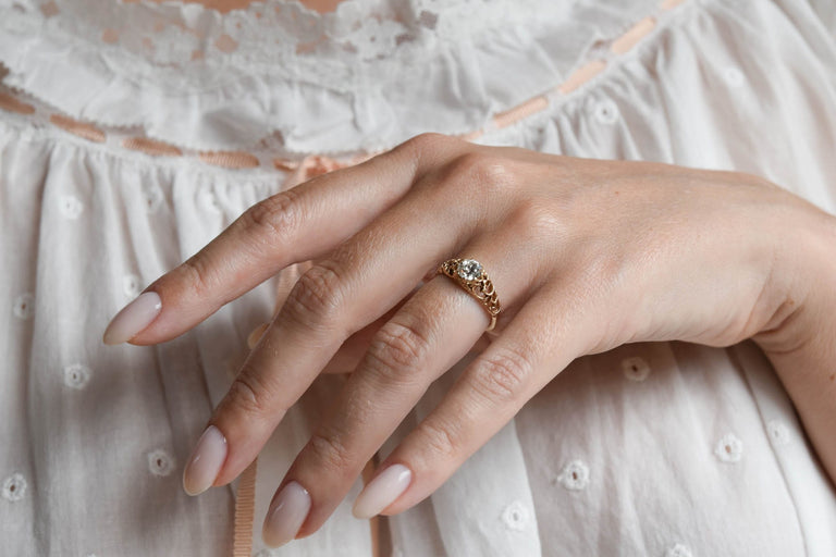 Victorian .67 Carat Old European Cut Diamond Yellow Gold Antique Engagement Ring