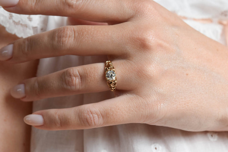 Victorian .67 Carat Old European Cut Diamond Yellow Gold Antique Engagement Ring
