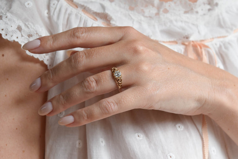 Victorian .67 Carat Old European Cut Diamond Yellow Gold Antique Engagement Ring