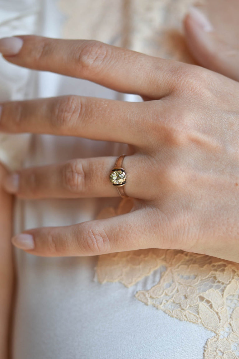 Victorian .76 Carat Old Mine Cut Diamond Rose Gold Antique Engagement Ring