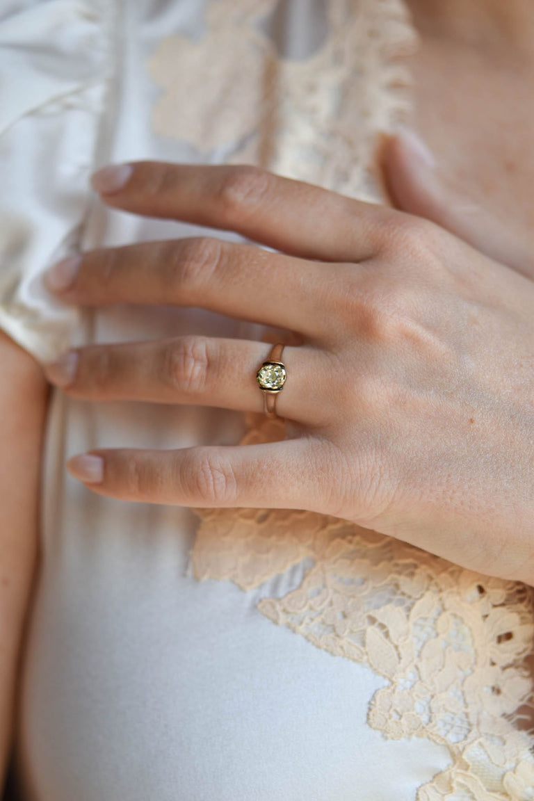 Victorian .76 Carat Old Mine Cut Diamond Rose Gold Antique Engagement Ring