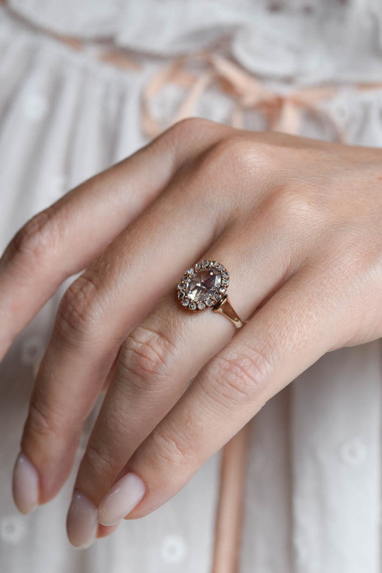 Victorian .92 Carat Rose Cut Diamond Yellow Gold Antique Cluster Engagement Ring