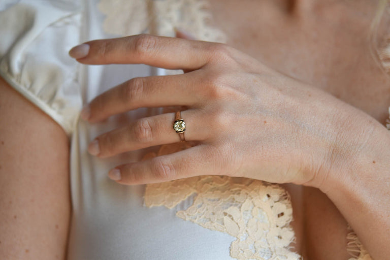 Victorian .76 Carat Old Mine Cut Diamond Rose Gold Antique Engagement Ring